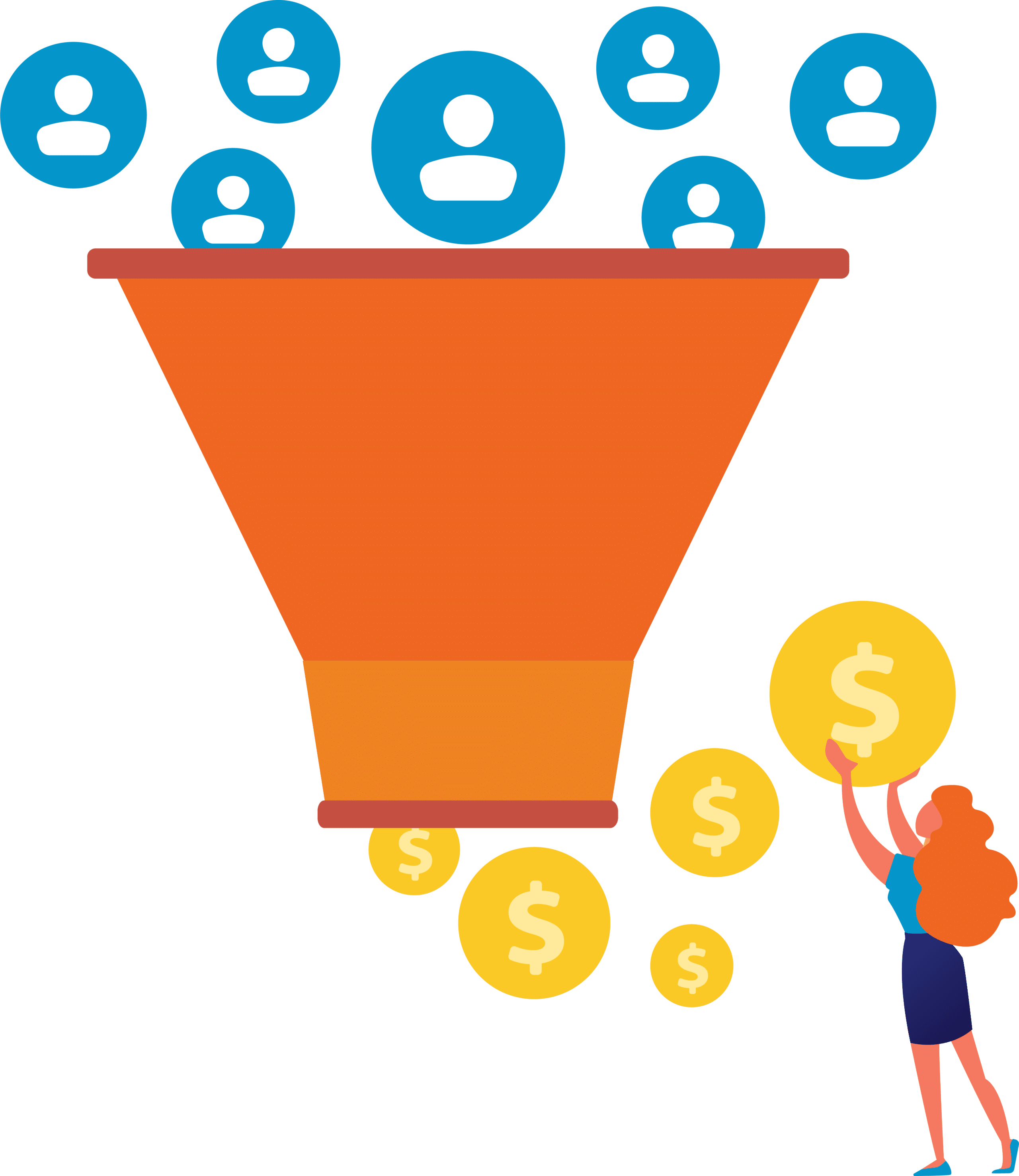 Illustration abstraite d'un entonnoir de vente.