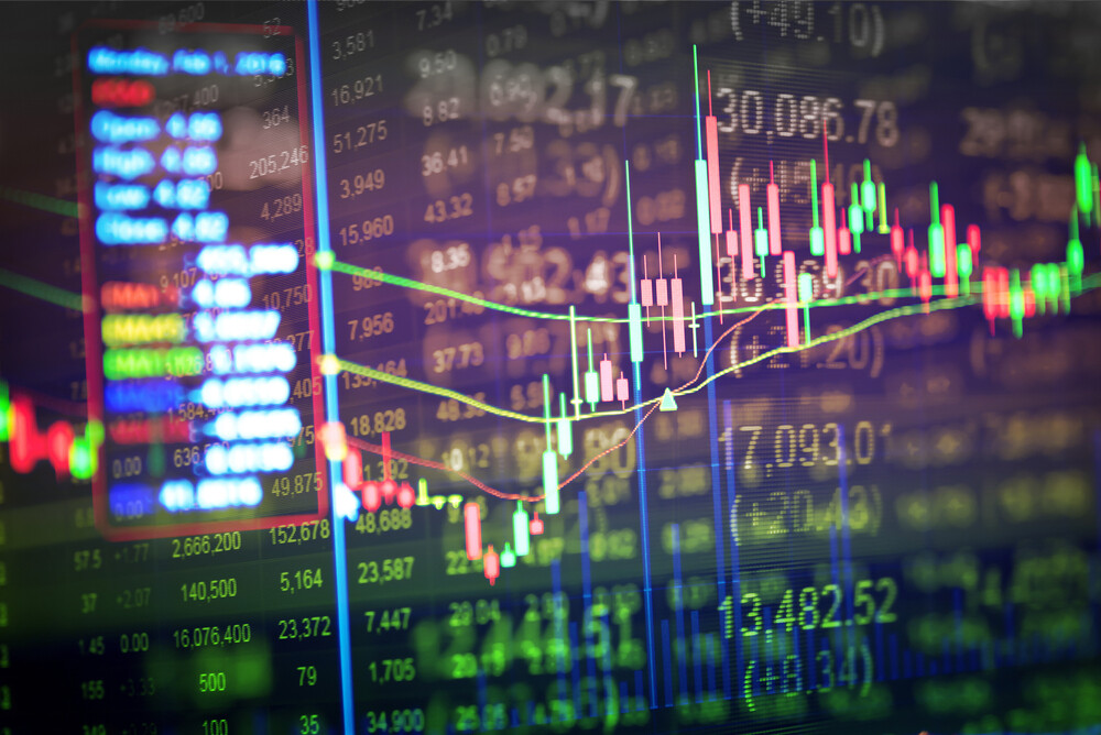Financial market trading close up image